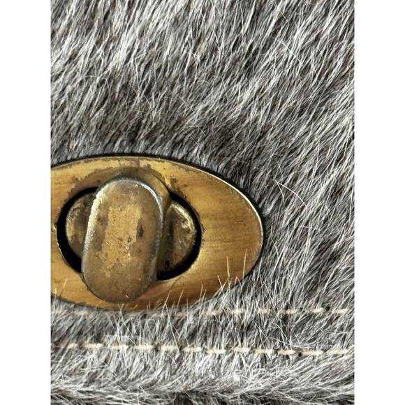 Myra Bag Convertible Crossbody Backpack Cow Hair On Hide Canvas Leather Strap - Picture 9 of 12